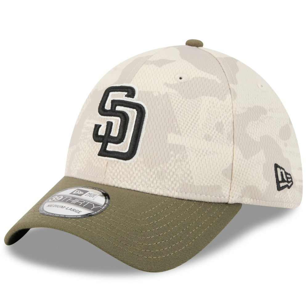 San Diego Padres 2025 Armed Forces Day 39THIRTY Flex Hat Light Beige/Olive | New Era