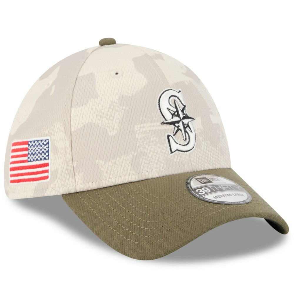 Seattle Mariners 2025 Armed Forces Day 39THIRTY Flex Hat Light Beige/Olive | New Era