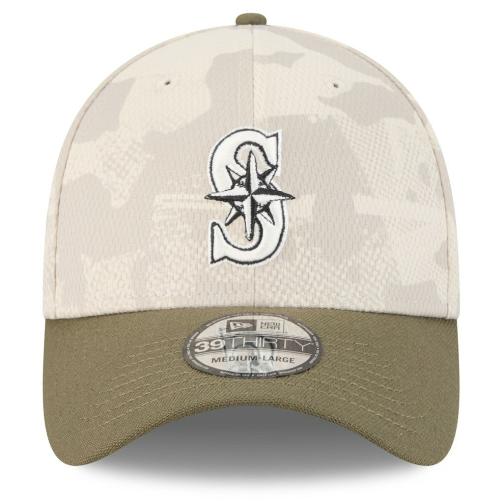 Seattle Mariners 2025 Armed Forces Day 39THIRTY Flex Hat Light Beige/Olive | New Era