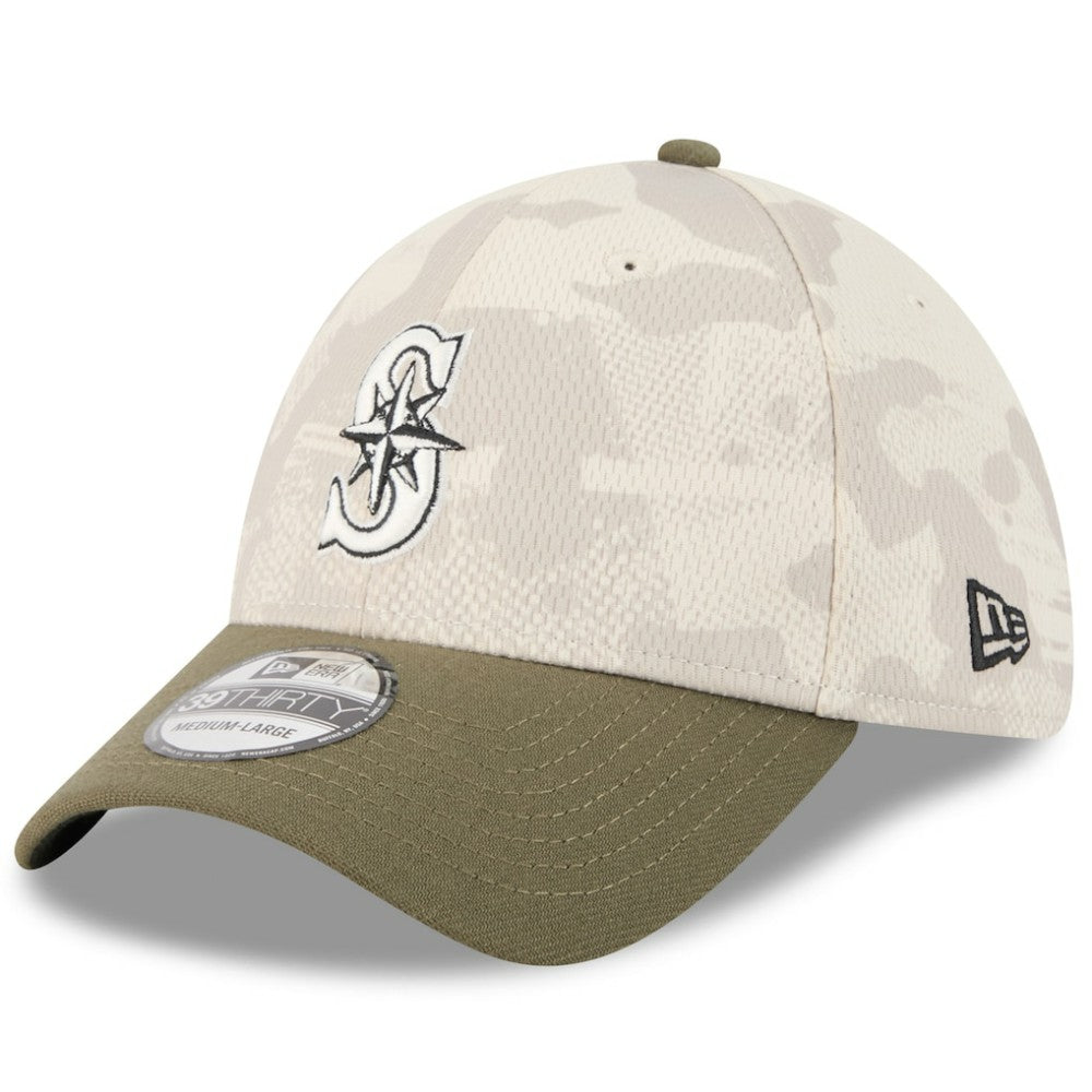 Seattle Mariners 2025 Armed Forces Day 39THIRTY Flex Hat Light Beige/Olive | New Era