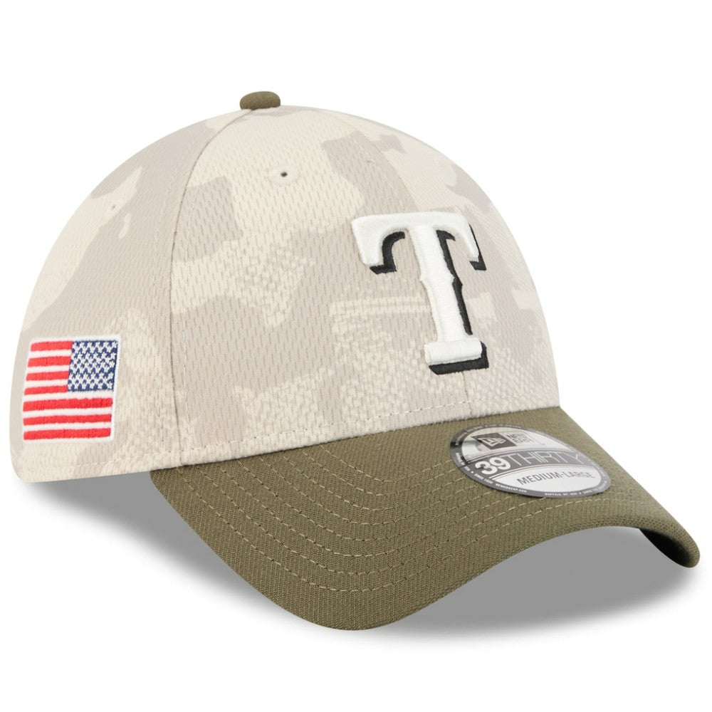 Texas Rangers 2025 Armed Forces Day 39THIRTY Flex Hat Light Beige/Olive | New Era