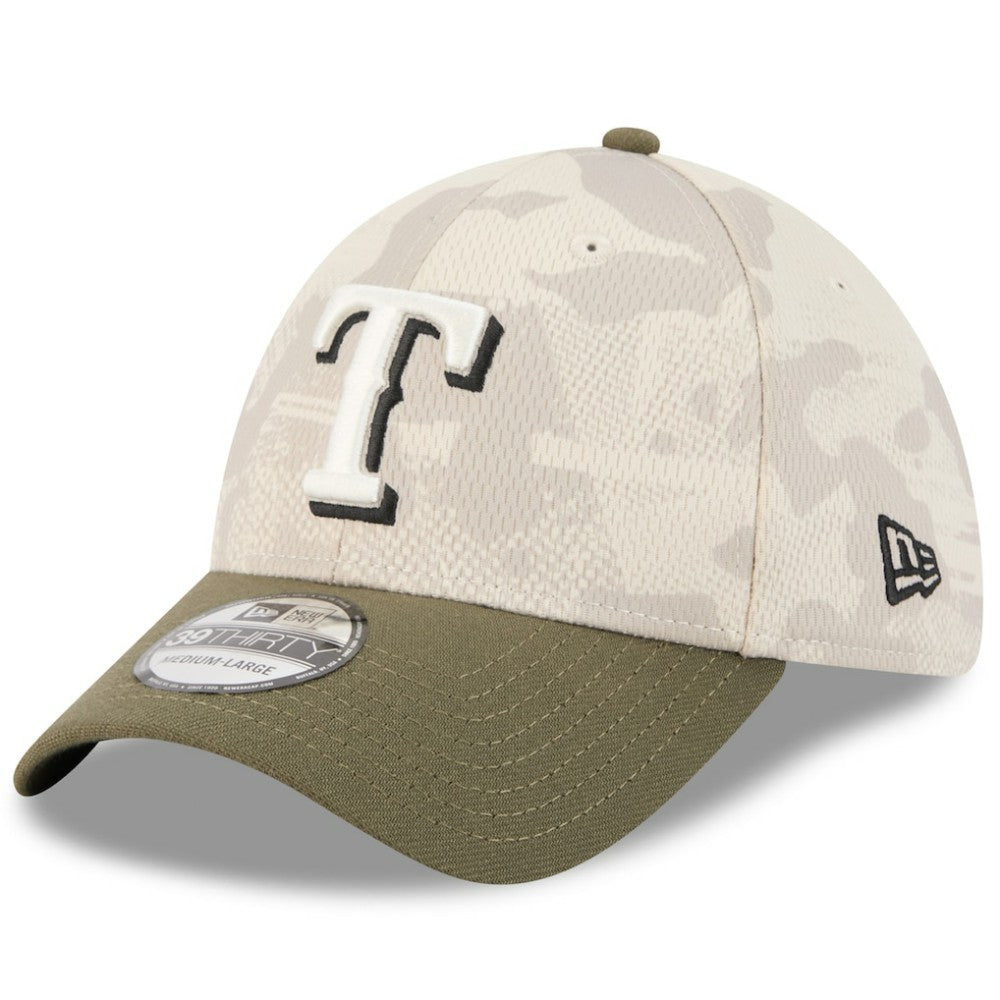 Texas Rangers 2025 Armed Forces Day 39THIRTY Flex Hat Light Beige/Olive | New Era