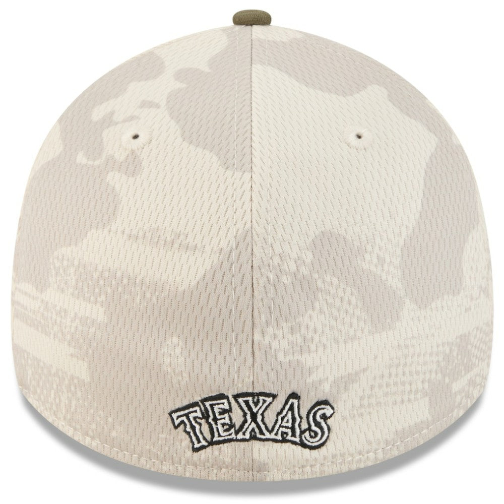 Texas Rangers 2025 Armed Forces Day 39THIRTY Flex Hat Light Beige/Olive | New Era