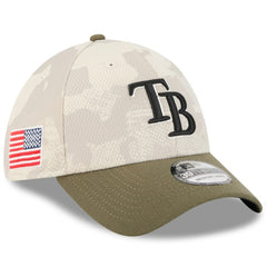 Tampa Bay Rays 2025 Armed Forces Day 39THIRTY Flex Hat Light Beige/Olive | New Era