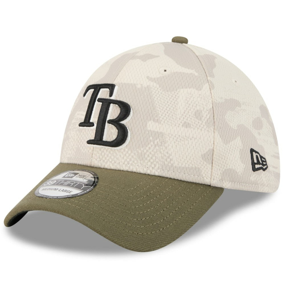 Tampa Bay Rays 2025 Armed Forces Day 39THIRTY Flex Hat Light Beige/Olive | New Era