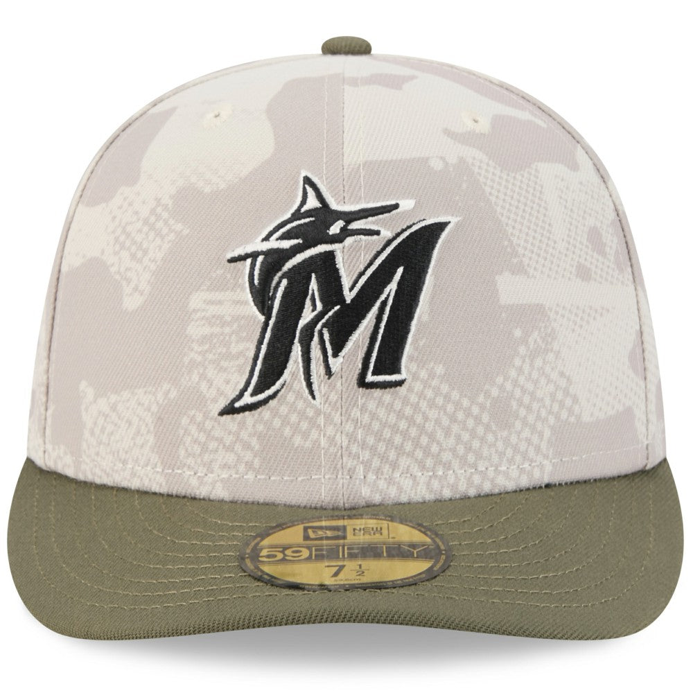 Miami Marlins 2025 Armed Forces Day 59FIFTY Fitted Hat Light Beige/Olive | New Era