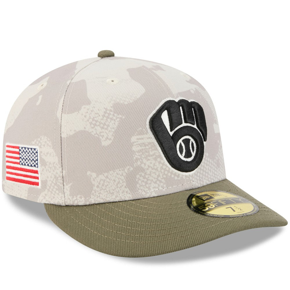 Milwaukee Brewers 2025 Armed Forces Day 59FIFTY Fitted Hat Light Beige/Olive | New Era