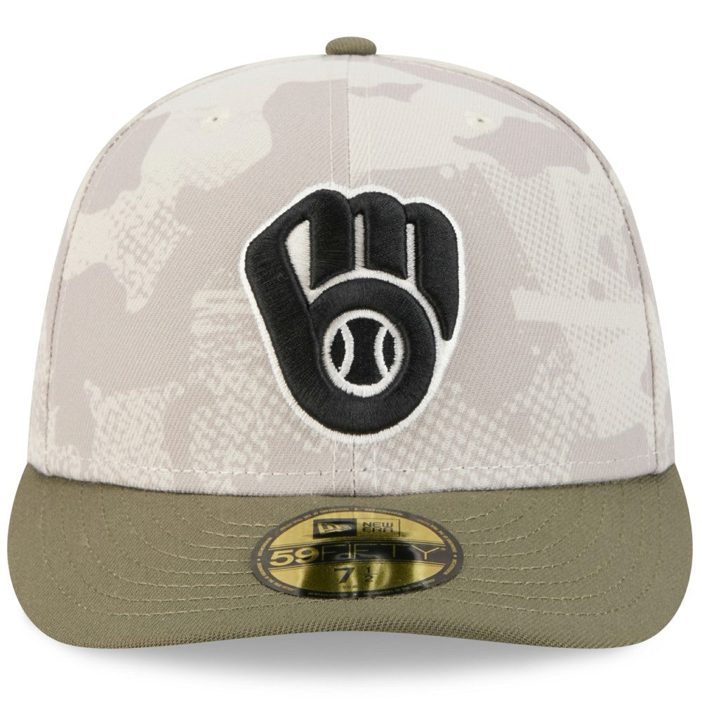 Milwaukee Brewers 2025 Armed Forces Day 59FIFTY Fitted Hat Light Beige/Olive | New Era