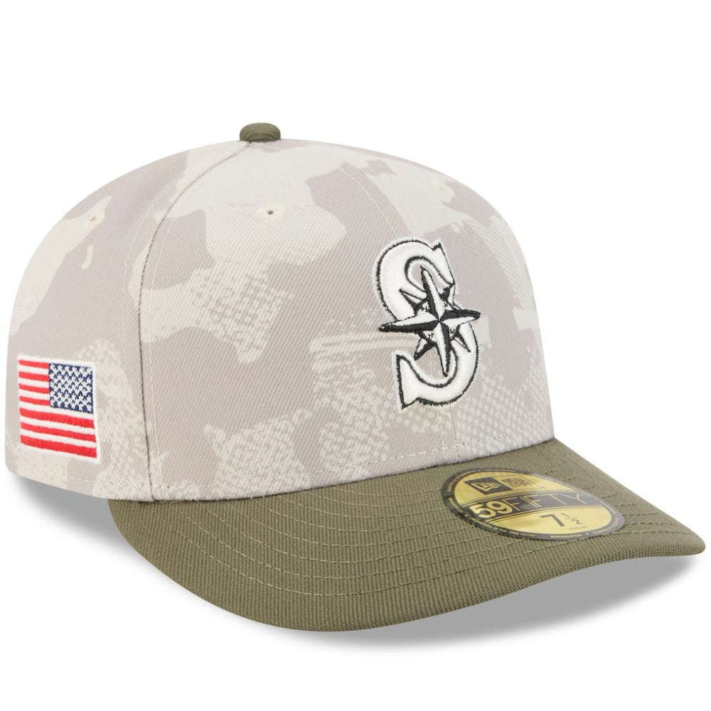 Seattle Mariners 2025 Armed Forces Day 59FIFTY Fitted Hat Light Beige/Olive | New Era