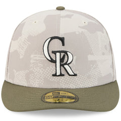 Colorado Rockies 2025 Armed Forces Day 59FIFTY Fitted Hat Light Beige/Olive | New Era
