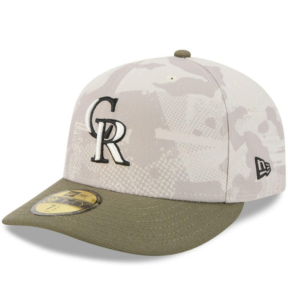 Colorado Rockies 2025 Armed Forces Day 59FIFTY Fitted Hat Light Beige/Olive | New Era
