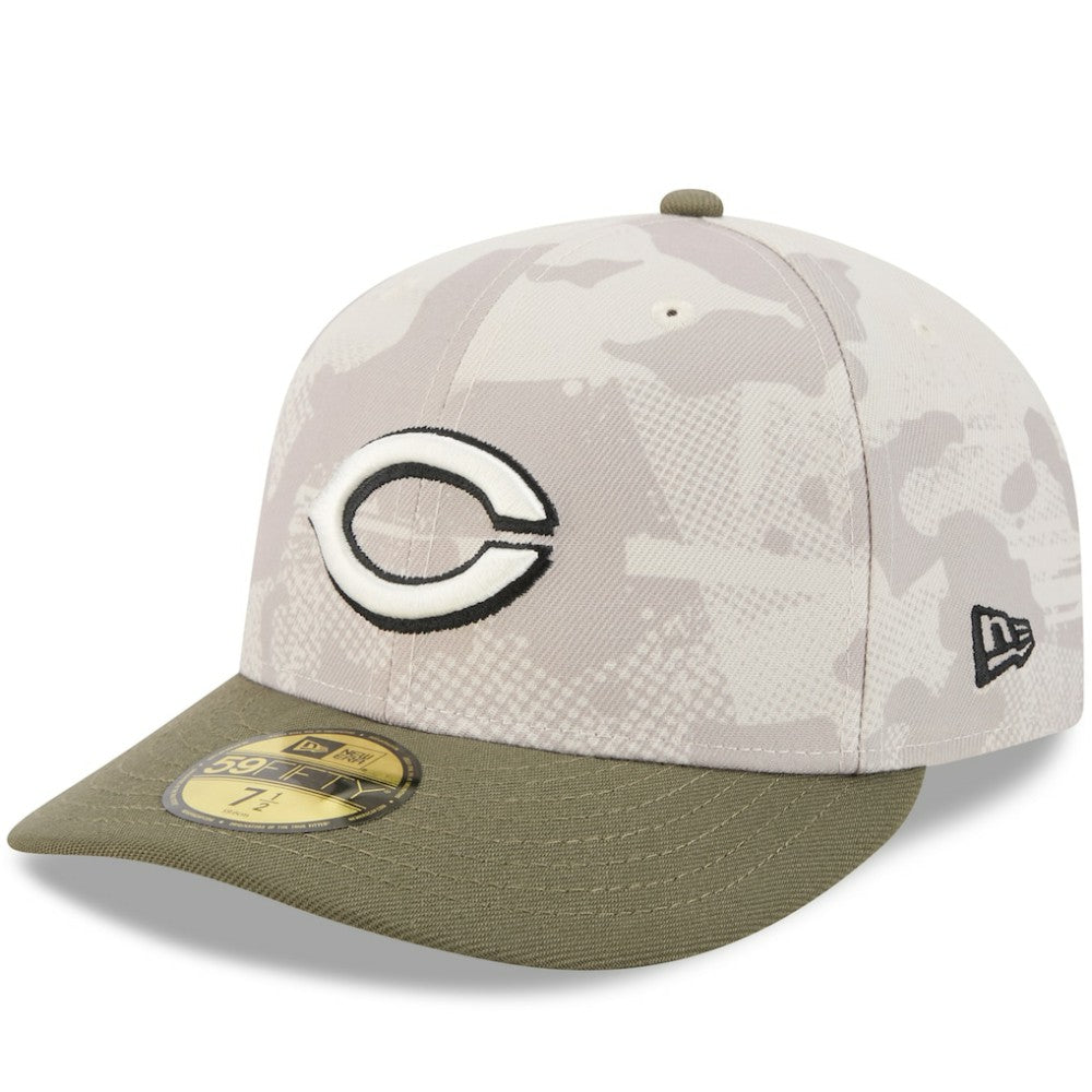Cincinnati Reds 2025 Armed Forces Day 59FIFTY Fitted Hat Light Beige/Olive | New Era