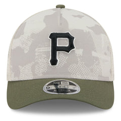 Pittsburgh Pirates 2025 Armed Forces Day 9FORTY M-Crown A-Frame Adjustable Hat Light Beige/Olive | New Era