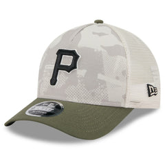 Pittsburgh Pirates 2025 Armed Forces Day 9FORTY M-Crown A-Frame Adjustable Hat Light Beige/Olive | New Era