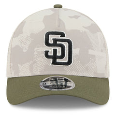 San Diego Padres 2025 Armed Forces Day 9FORTY M-Crown A-Frame Adjustable Hat Light Beige/Olive | New Era