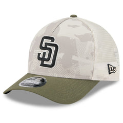 San Diego Padres 2025 Armed Forces Day 9FORTY M-Crown A-Frame Adjustable Hat Light Beige/Olive | New Era