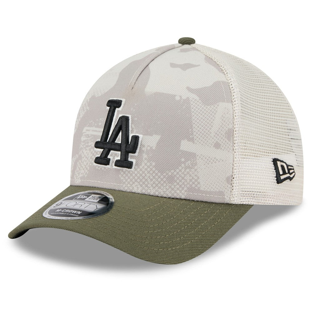 Los Angeles Dodgers 2025 Armed Forces Day 9FORTY M-Crown A-Frame Adjustable Hat Light Beige/Olive | New Era