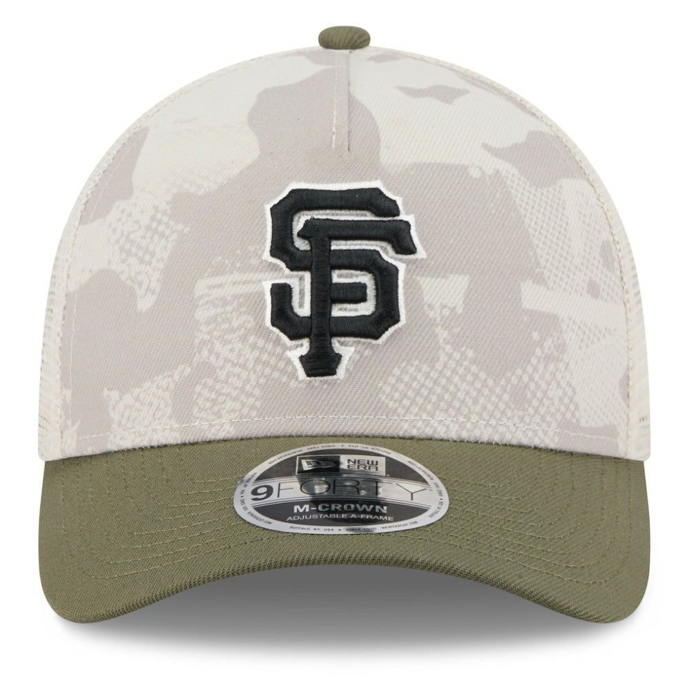 San Francisco Giants 2025 Armed Forces Day 9FORTY M-Crown A-Frame Adjustable Hat Light Beige/Olive | New Era