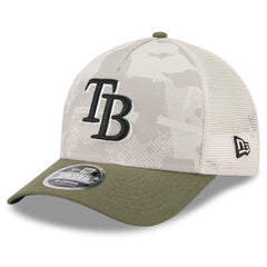 Tampa Bay Rays 2025 Armed Forces Day 9FORTY M-Crown A-Frame Adjustable Hat Light Beige/Olive | New Era