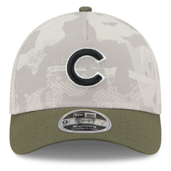 Chicago Cubs 2025 Armed Forces Day 9FORTY M-Crown A-Frame Adjustable Hat Light Beige/Olive | New Era