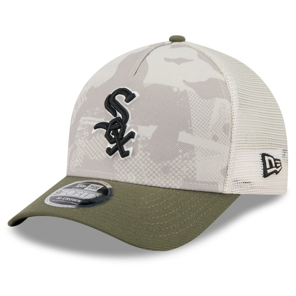 Chicago White Sox 2025 Armed Forces Day 9FORTY M-Crown A-Frame Adjustable Hat Light Beige/Olive | New Era
