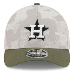 Houston Astros 2025 Armed Forces Day 9FORTY M-Crown A-Frame Adjustable Hat Light Beige/Olive | New Era