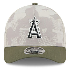 Los Angeles Angels 2025 Armed Forces Day 9FORTY M-Crown A-Frame Adjustable Hat Light Beige/Olive | New Era