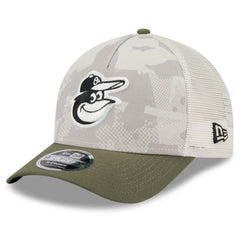 Baltimore Orioles 2025 Armed Forces Day 9FORTY M-Crown A-Frame Adjustable Hat Light Beige/Olive | New Era