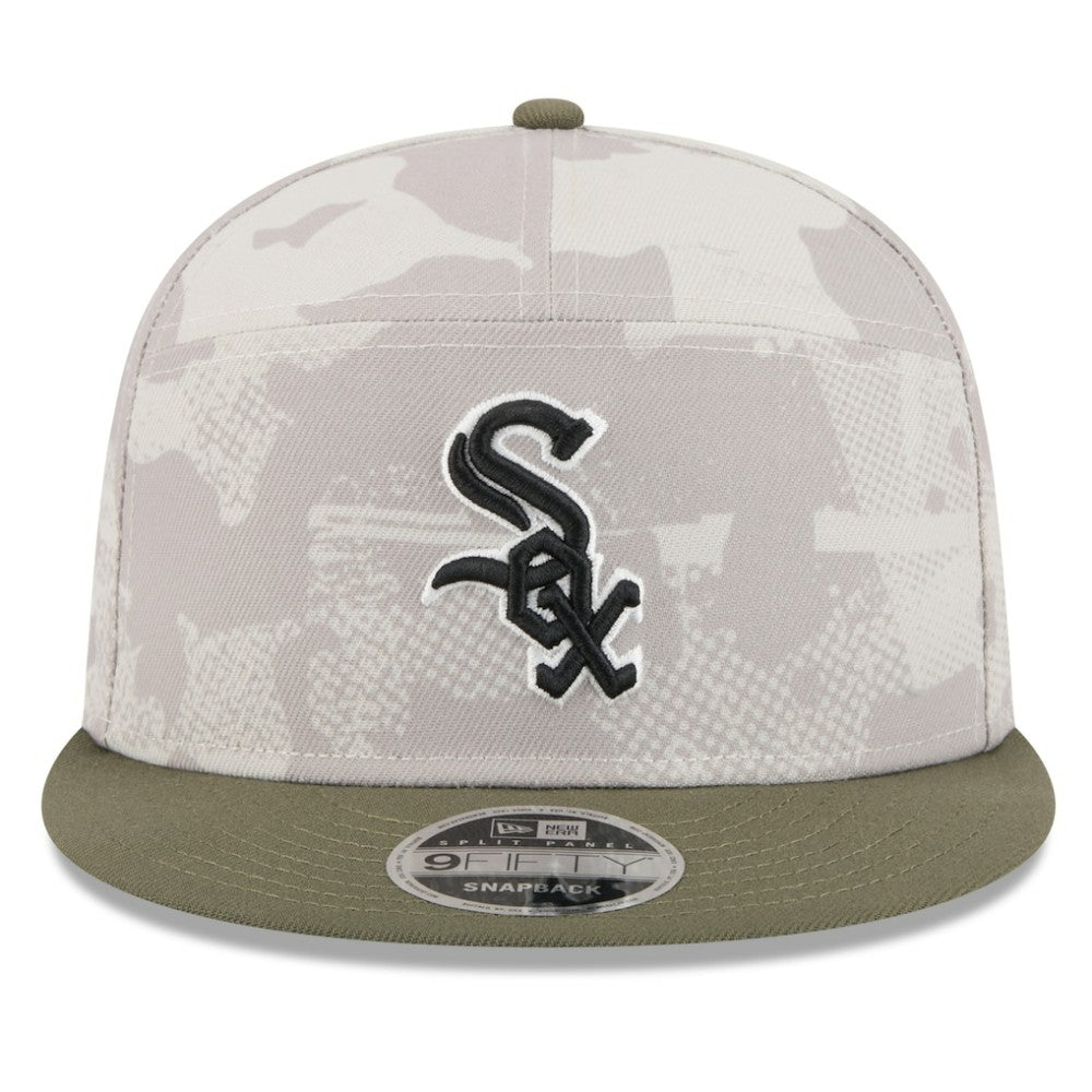 Chicago White Sox 2025 Armed Forces Day Split Panel 9FIFTY Snapback Hat Light Beige/Olive | New Era