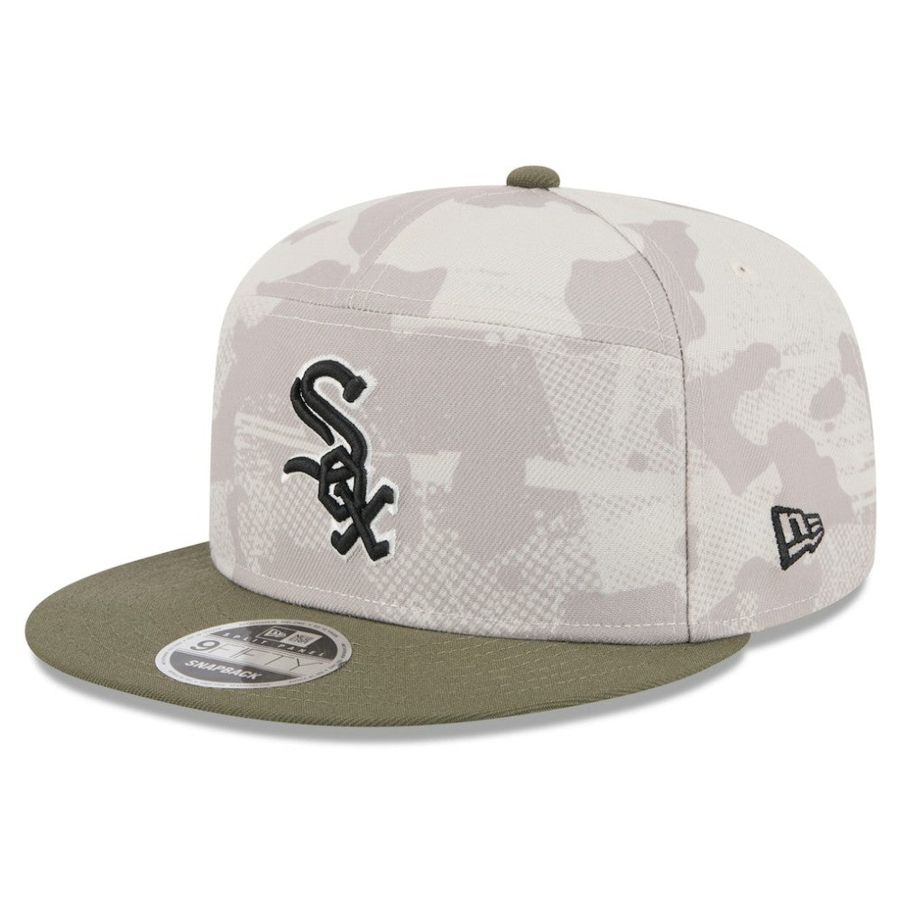 Chicago White Sox 2025 Armed Forces Day Split Panel 9FIFTY Snapback Hat Light Beige/Olive | New Era