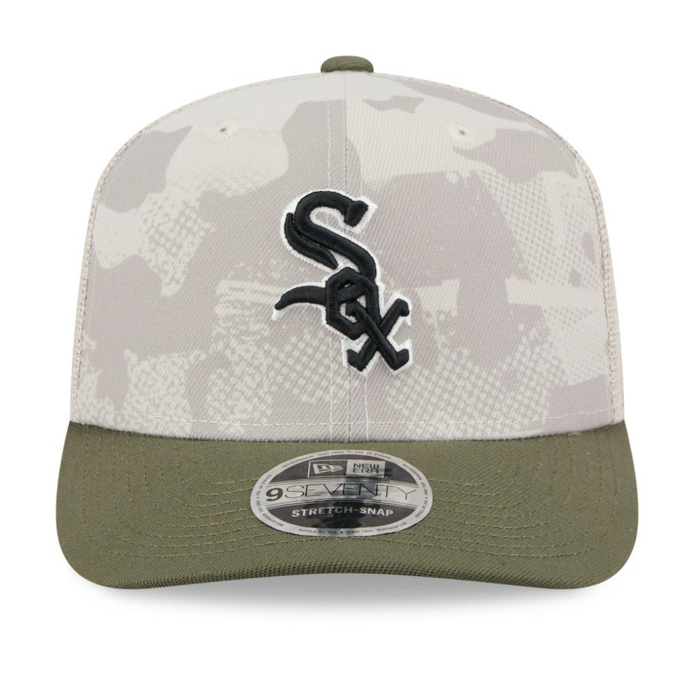 Chicago White Sox 2025 Armed Forces Day 9SEVENTY Stretch-Snap Hat Light Beige/Olive | New Era