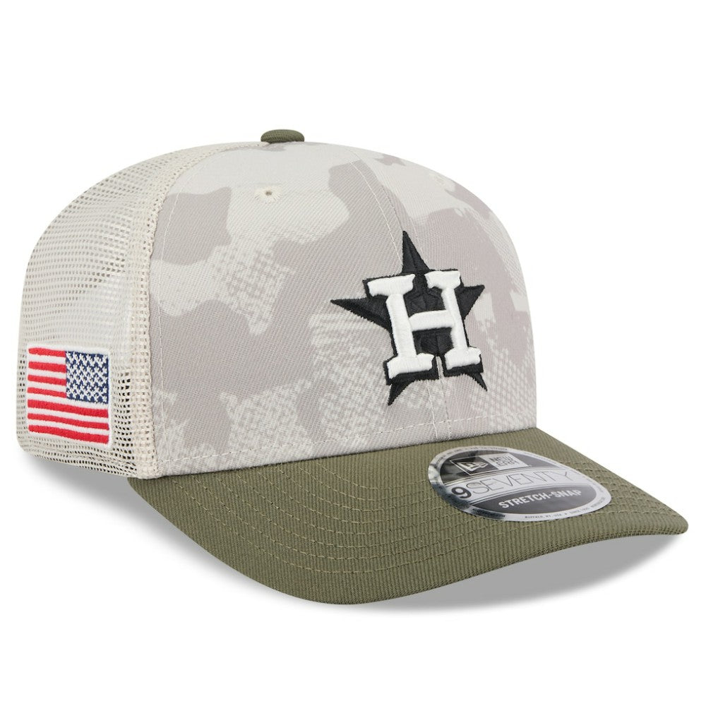 Houston Astros 2025 Armed Forces Day 9SEVENTY Stretch-Snap Hat Light Beige/Olive | New Era