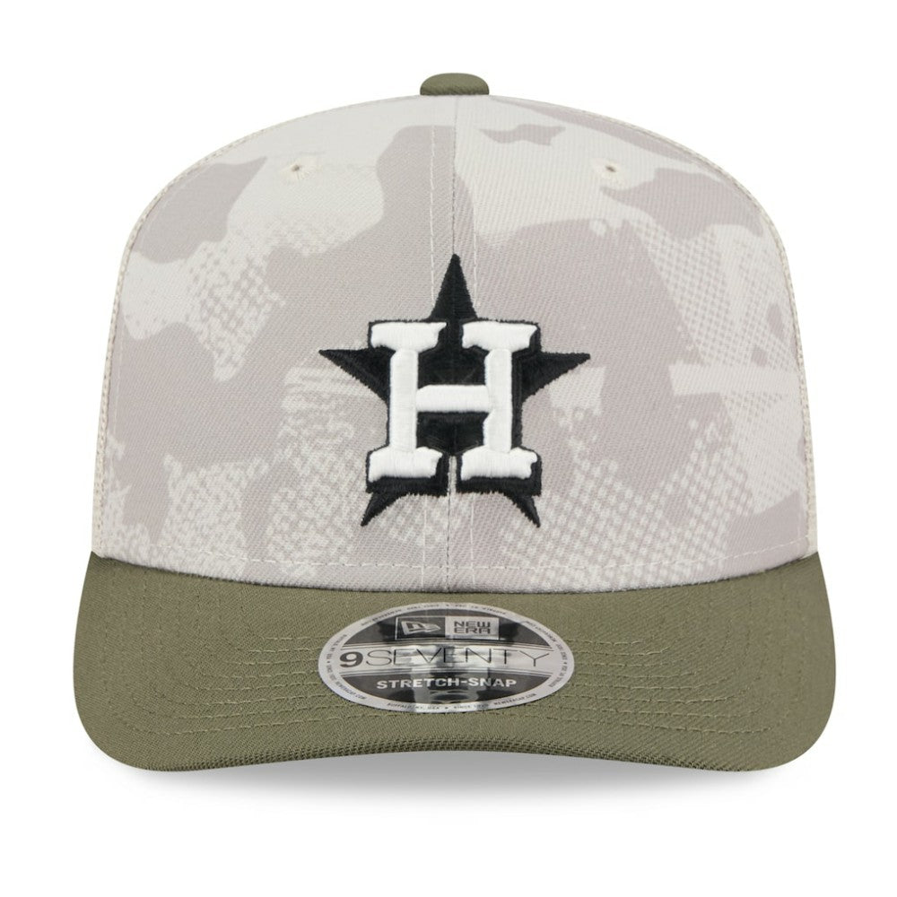 Houston Astros 2025 Armed Forces Day 9SEVENTY Stretch-Snap Hat Light Beige/Olive | New Era