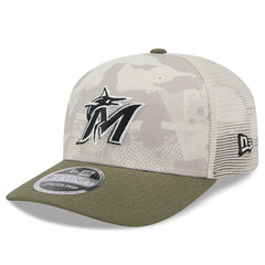 Miami Marlins 2025 Armed Forces Day 9SEVENTY Stretch-Snap Hat Light Beige/Olive | New Era