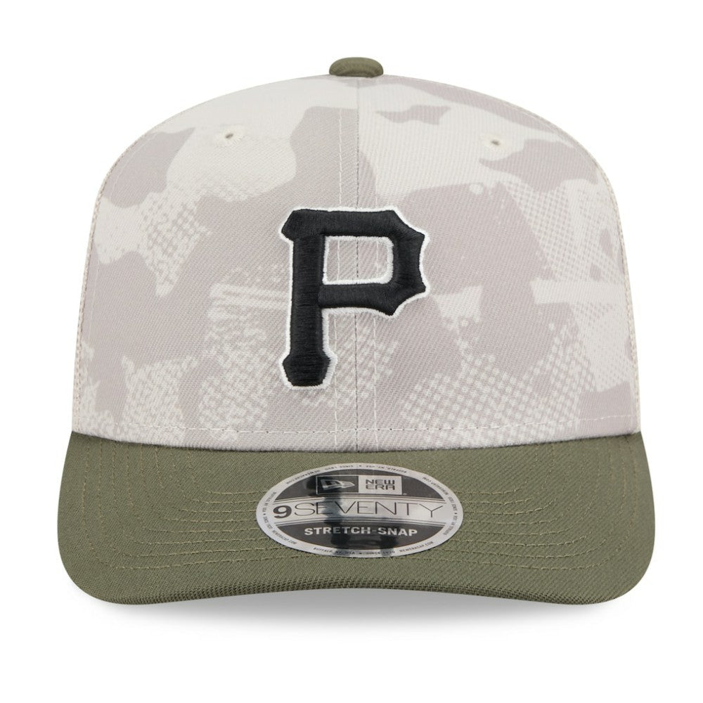 Pittsburgh Pirates 2025 Armed Forces Day 9SEVENTY Stretch-Snap Hat Light Beige/Olive | New Era