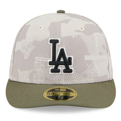 Los Angeles Dodgers 2025 Armed Forces Day Low Profile 59FIFTY Fitted Hat Light Beige/Olive | New Era