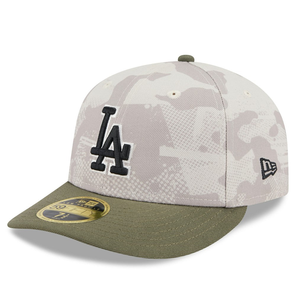 Los Angeles Dodgers 2025 Armed Forces Day Low Profile 59FIFTY Fitted Hat Light Beige/Olive | New Era