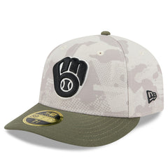 Milwaukee Brewers 2025 Armed Forces Day Low Profile 59FIFTY Fitted Hat Light Beige/Olive | New Era