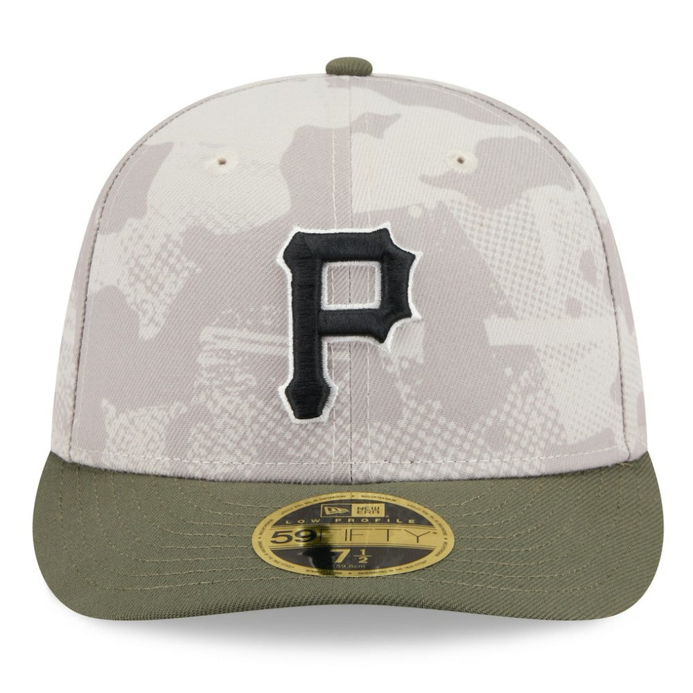 Pittsburgh Pirates 2025 Armed Forces Day Low Profile 59FIFTY Fitted Hat Light Beige/Olive | New Era