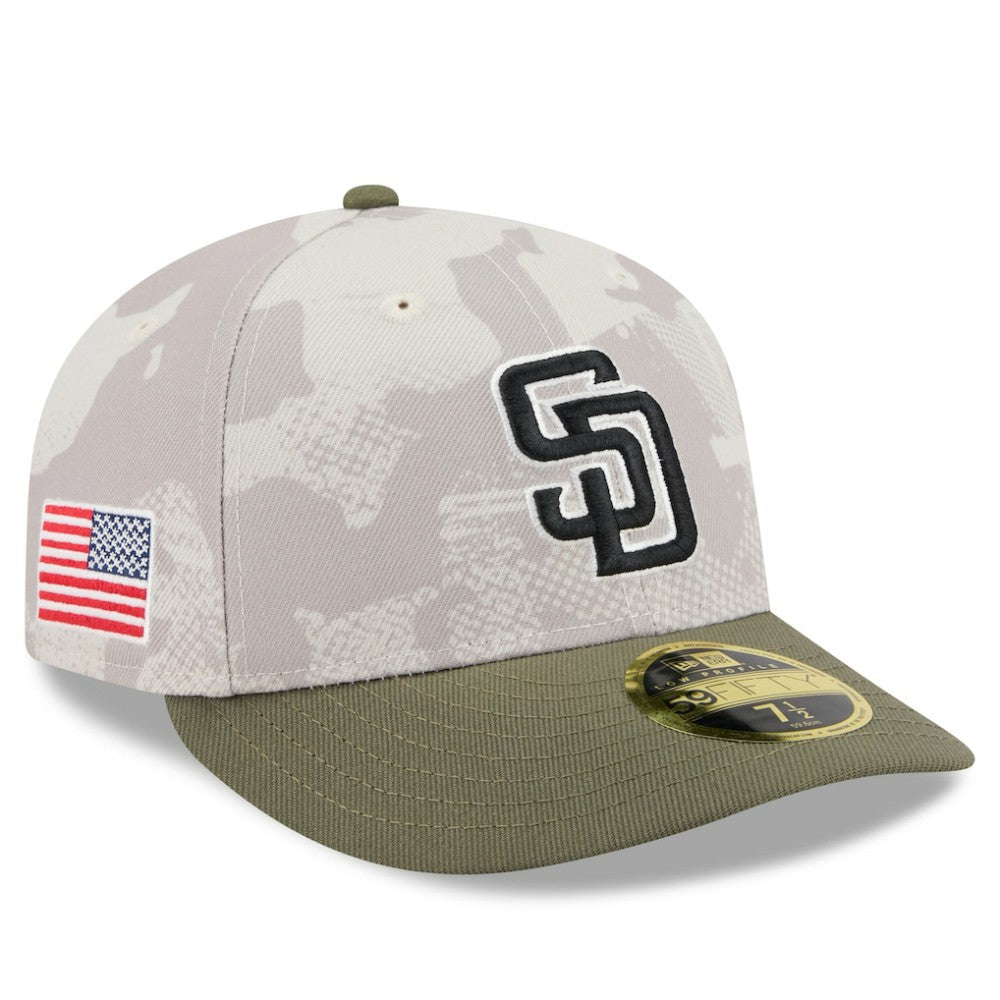 San Diego Padres 2025 Armed Forces Day Low Profile 59FIFTY Fitted Hat Light Beige/Olive | New Era