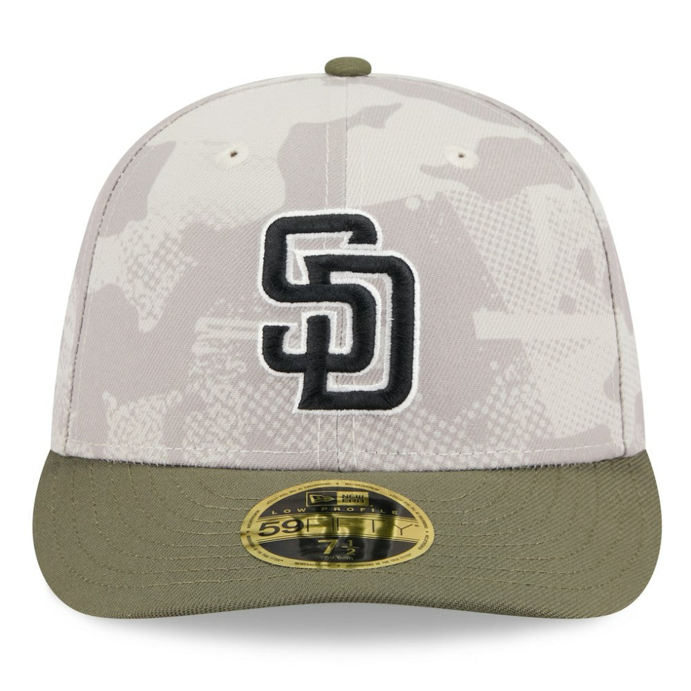 San Diego Padres 2025 Armed Forces Day Low Profile 59FIFTY Fitted Hat Light Beige/Olive | New Era