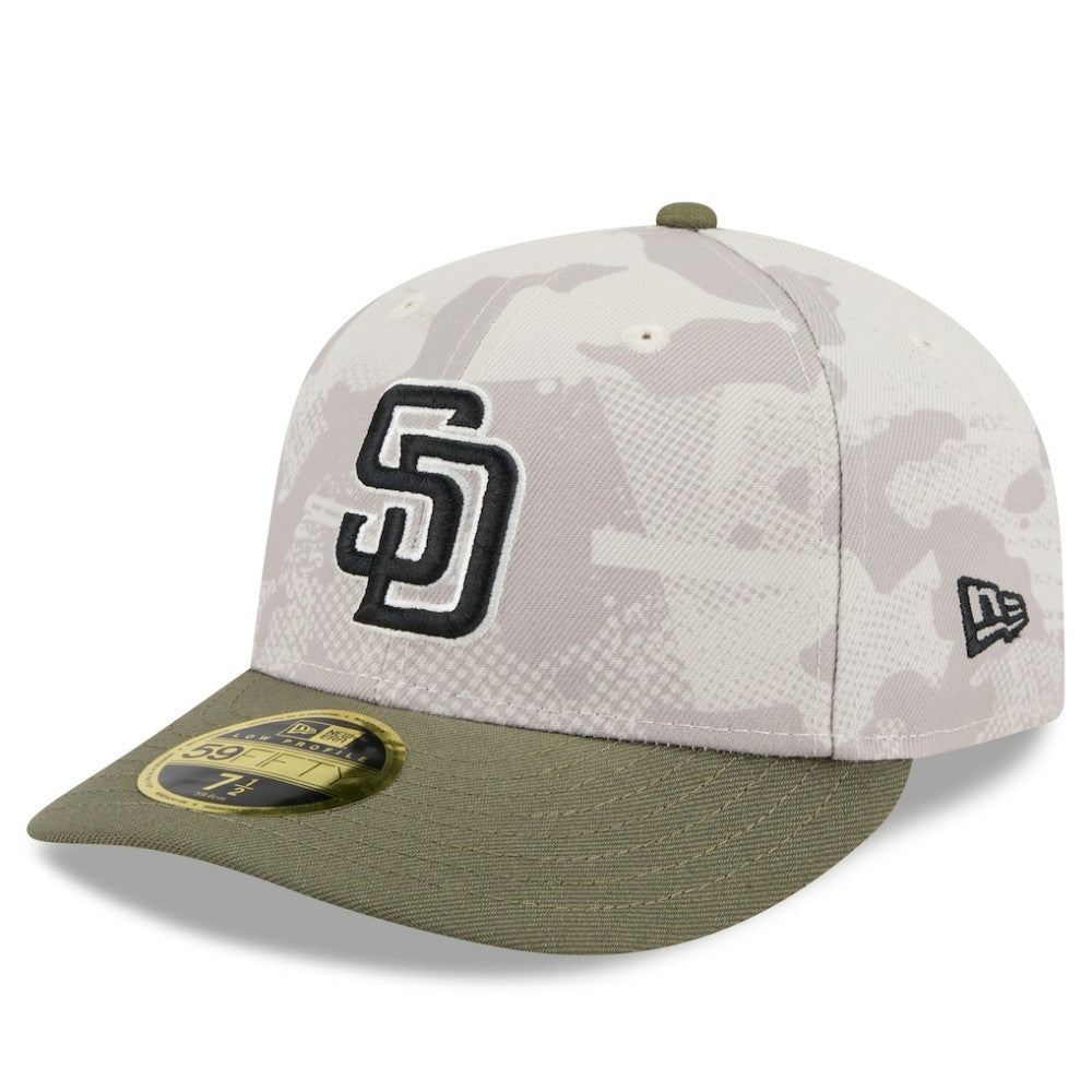 San Diego Padres 2025 Armed Forces Day Low Profile 59FIFTY Fitted Hat Light Beige/Olive | New Era