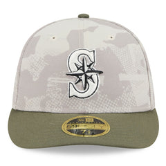 Seattle Mariners 2025 Armed Forces Day Low Profile 59FIFTY Fitted Hat Light Beige/Olive | New Era