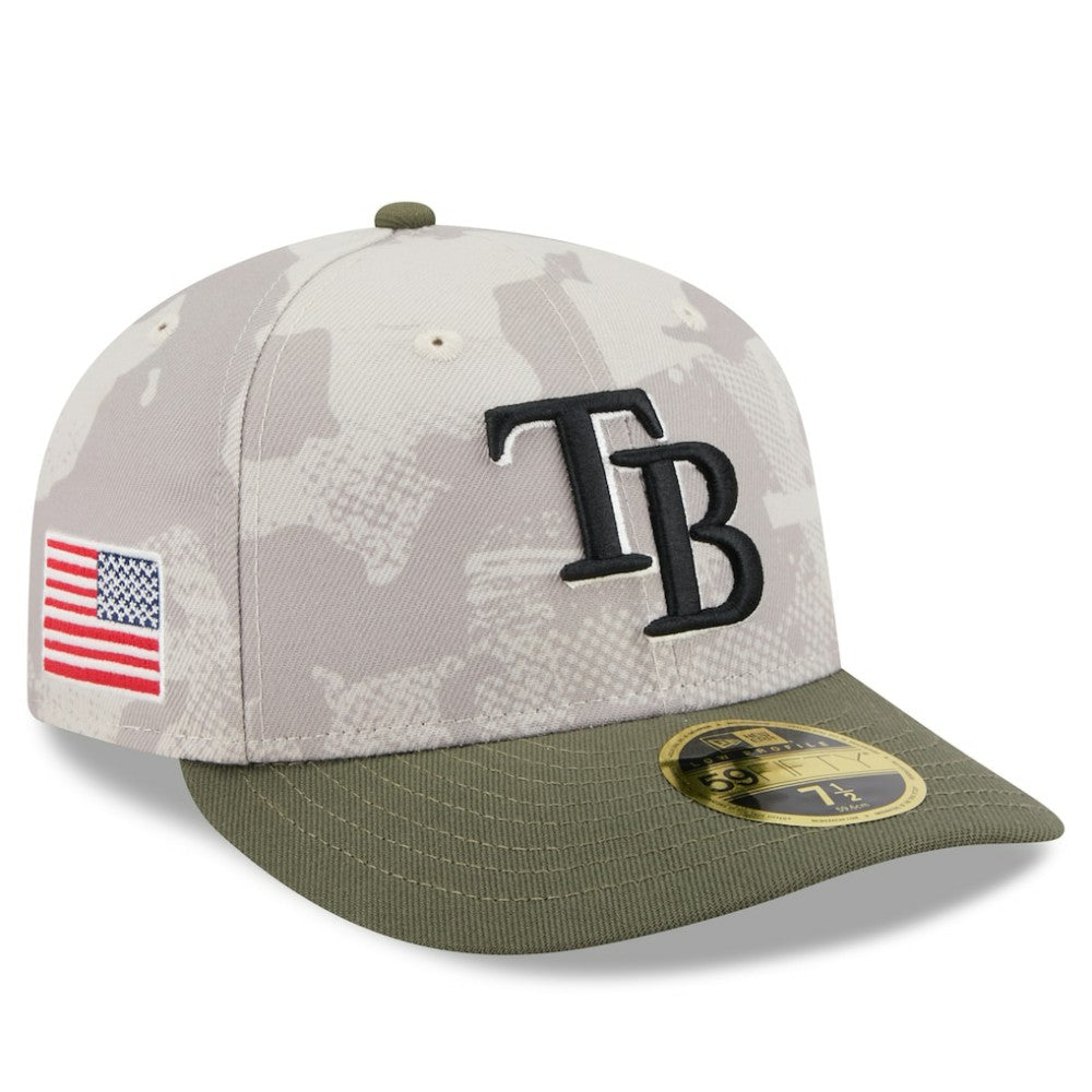 Tampa Bay Rays 2025 Armed Forces Day Low Profile 59FIFTY Fitted Hat Light Beige/Olive | New Era