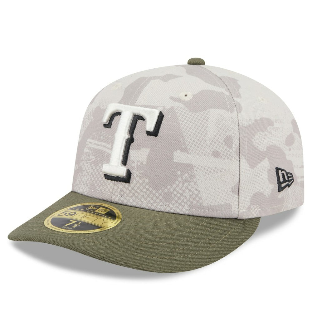 Texas Rangers 2025 Armed Forces Day Low Profile 59FIFTY Fitted Hat Light Beige/Olive | New Era
