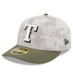 Texas Rangers 2025 Armed Forces Day Low Profile 59FIFTY Fitted Hat Light Beige/Olive | New Era