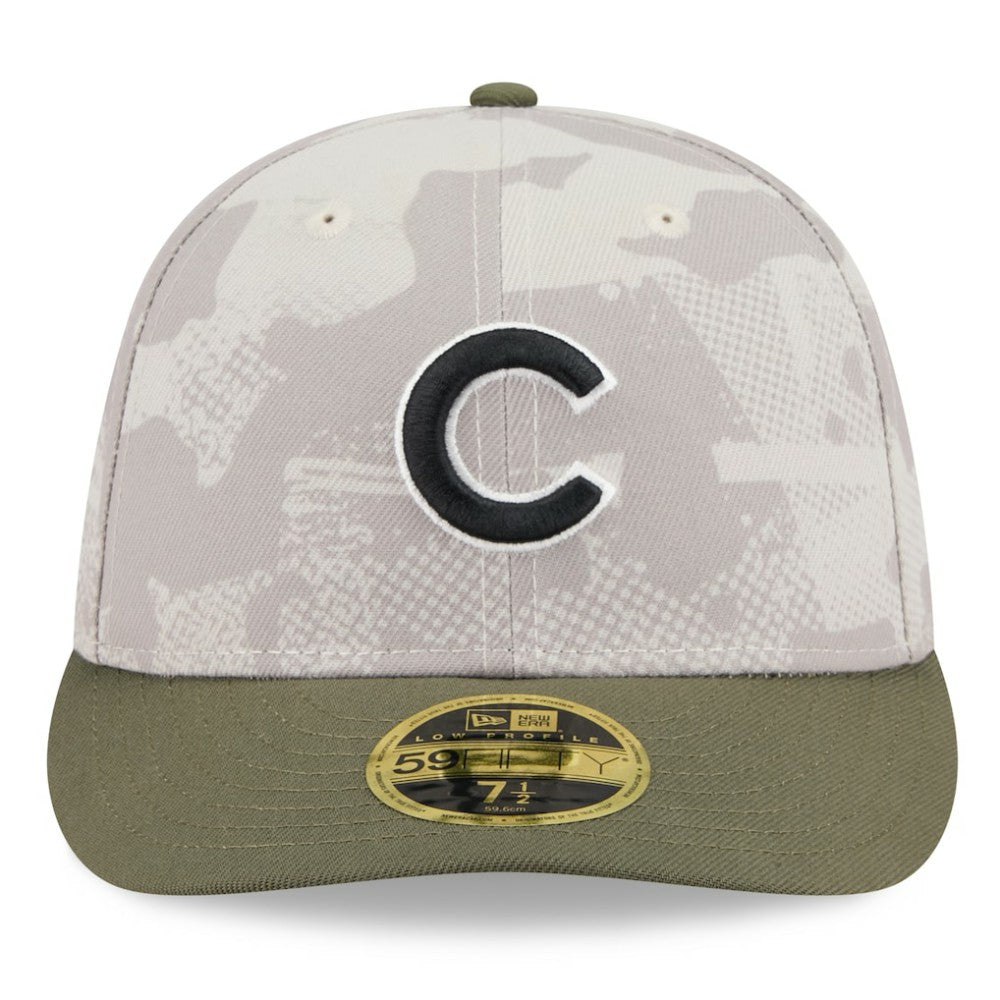 Chicago Cubs 2025 Armed Forces Day Low Profile 59FIFTY Fitted Hat Light Beige/Olive | New Era