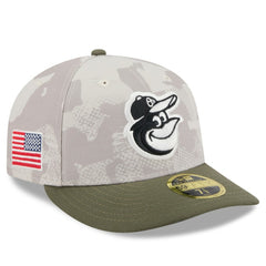 Baltimore Orioles 2025 Armed Forces Day Low Profile 59FIFTY Fitted Hat Light Beige/Olive | New Era