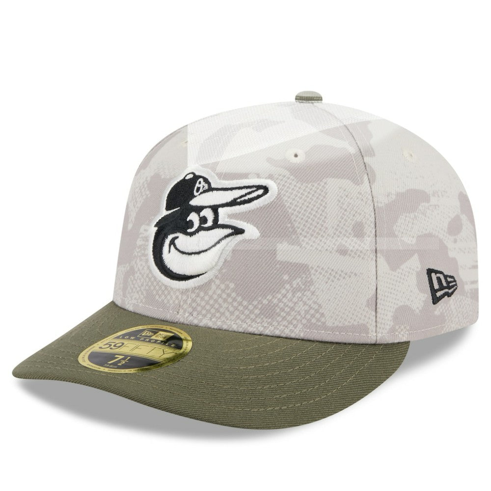 Baltimore Orioles 2025 Armed Forces Day Low Profile 59FIFTY Fitted Hat Light Beige/Olive | New Era