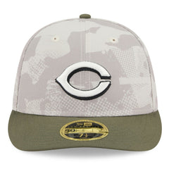 Cincinnati Reds 2025 Armed Forces Day Low Profile 59FIFTY Fitted Hat Light Beige/Olive | New Era